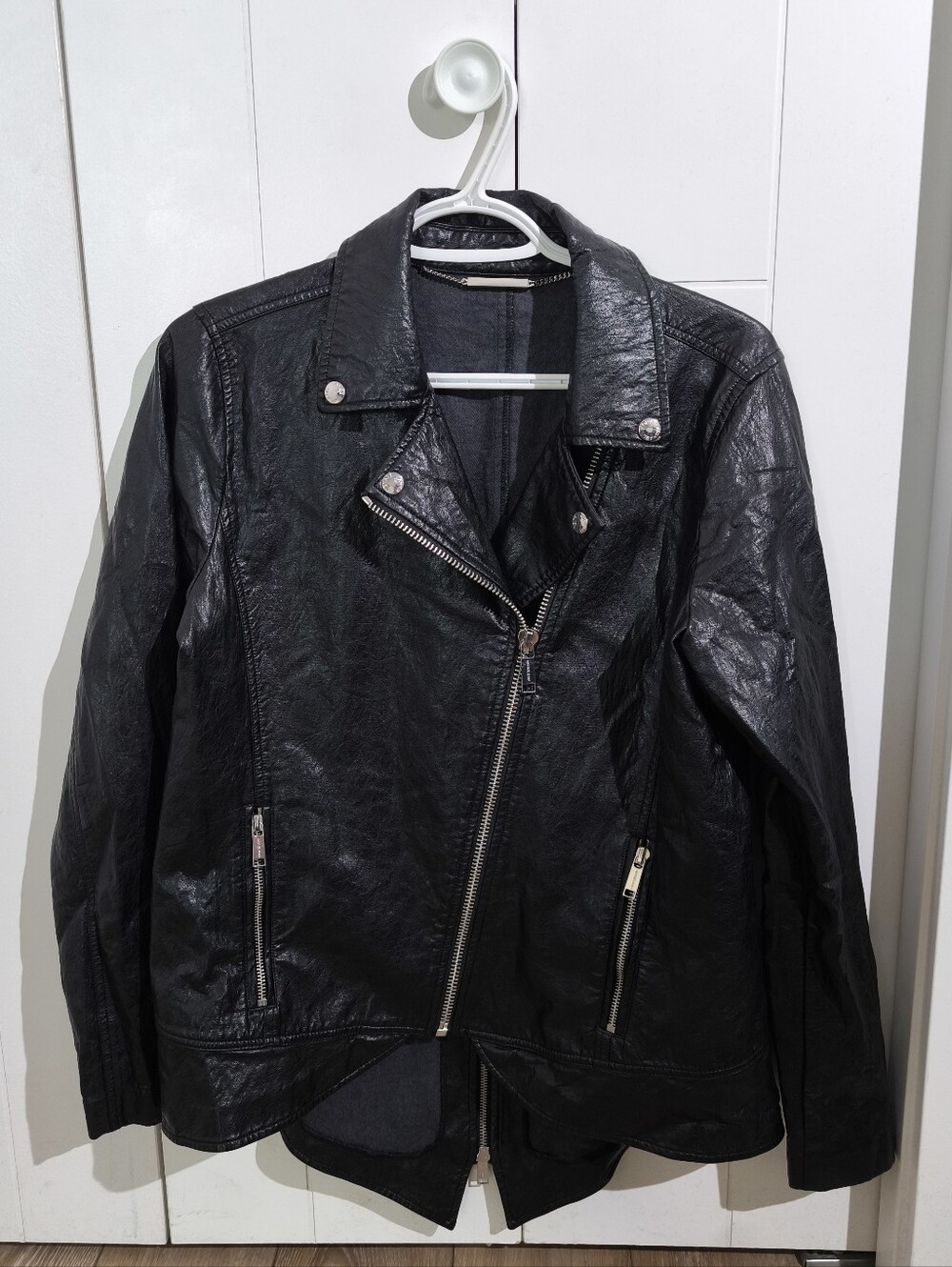 Michael Kors Faux-Leather Crinkled Moto Jacket